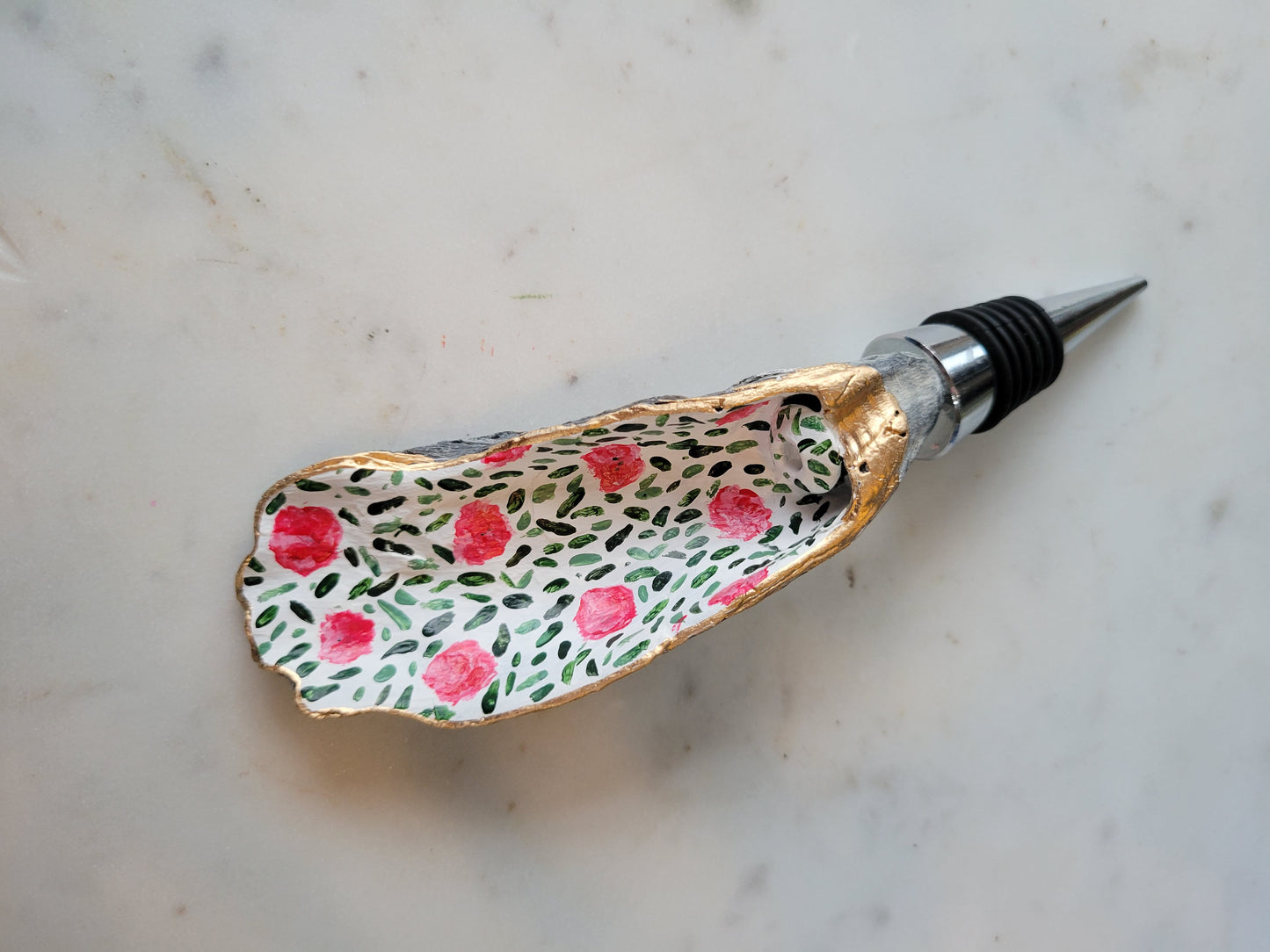 Bottle Stopper: Hand Painted Oyster Shell