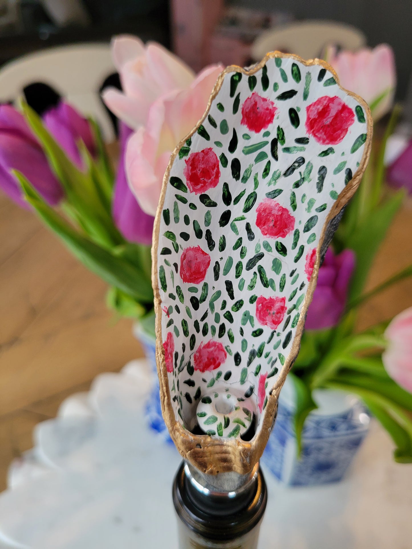Bottle Stopper: Hand Painted Oyster Shell