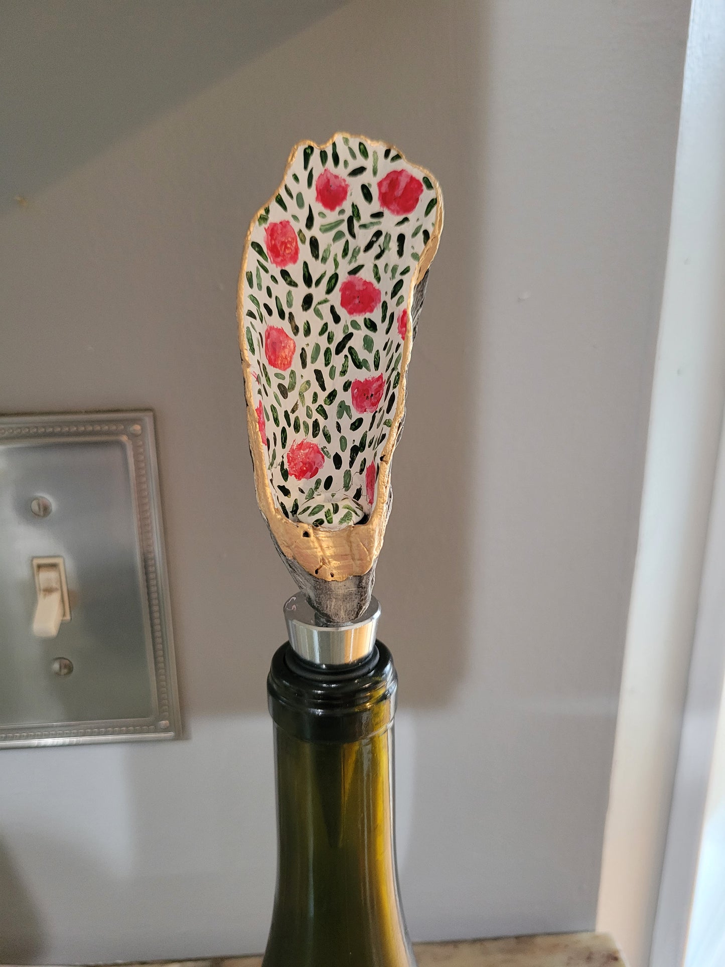 Bottle Stopper: Hand Painted Oyster Shell