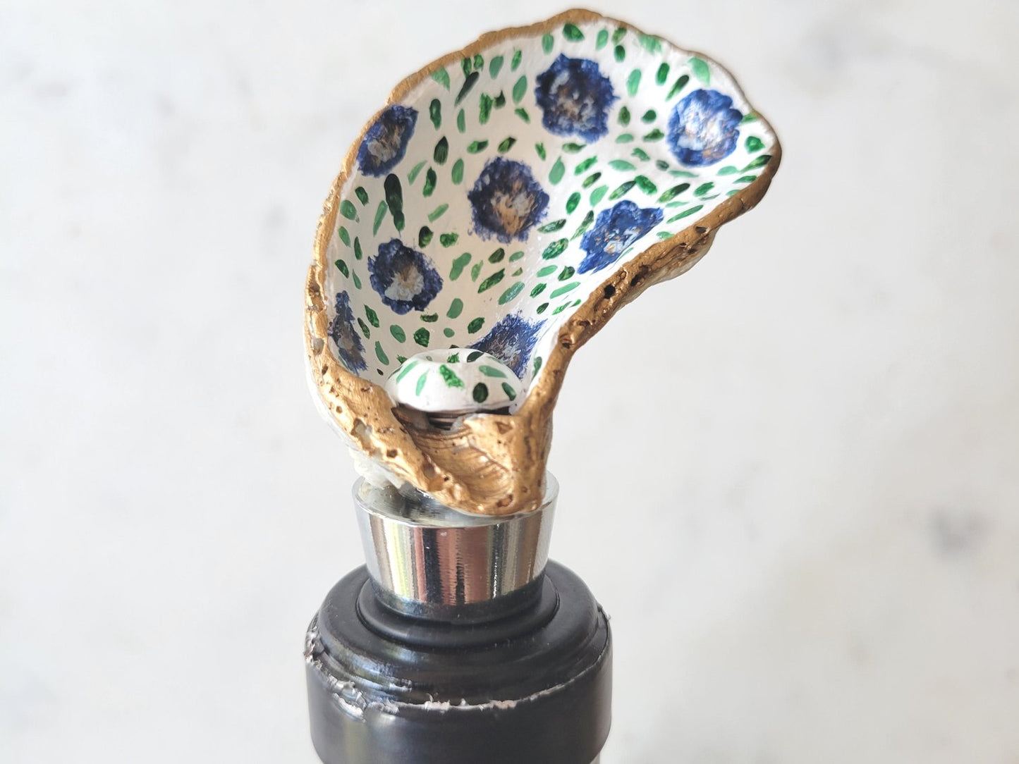 Bottle Stopper: Hand Painted Oyster Shell