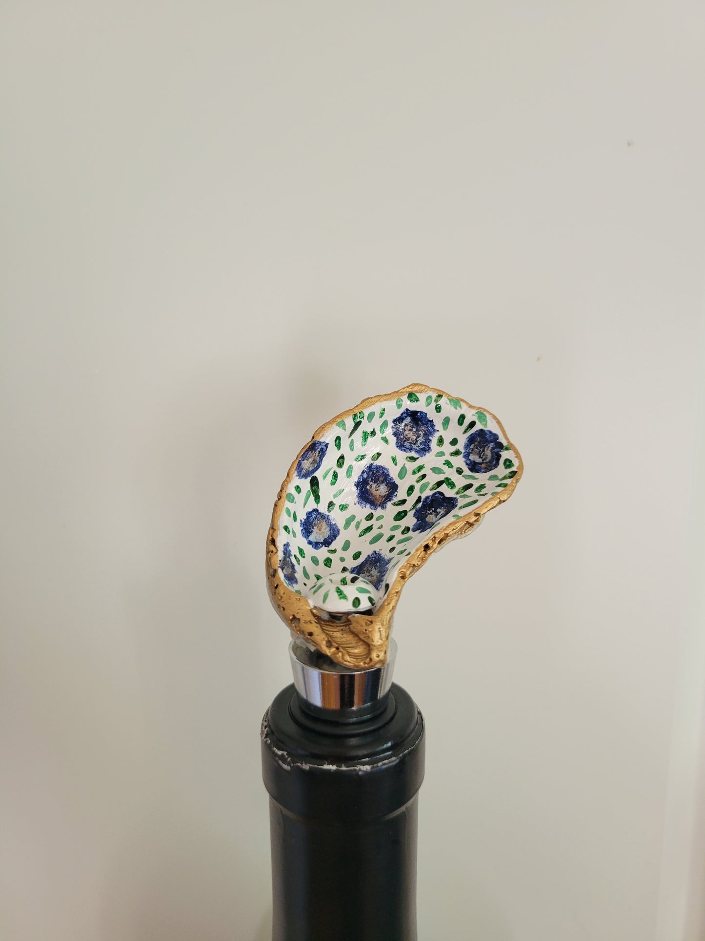 Bottle Stopper: Hand Painted Oyster Shell