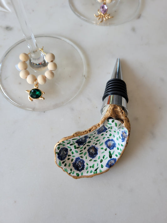 Bottle Stopper: Hand Painted Oyster Shell