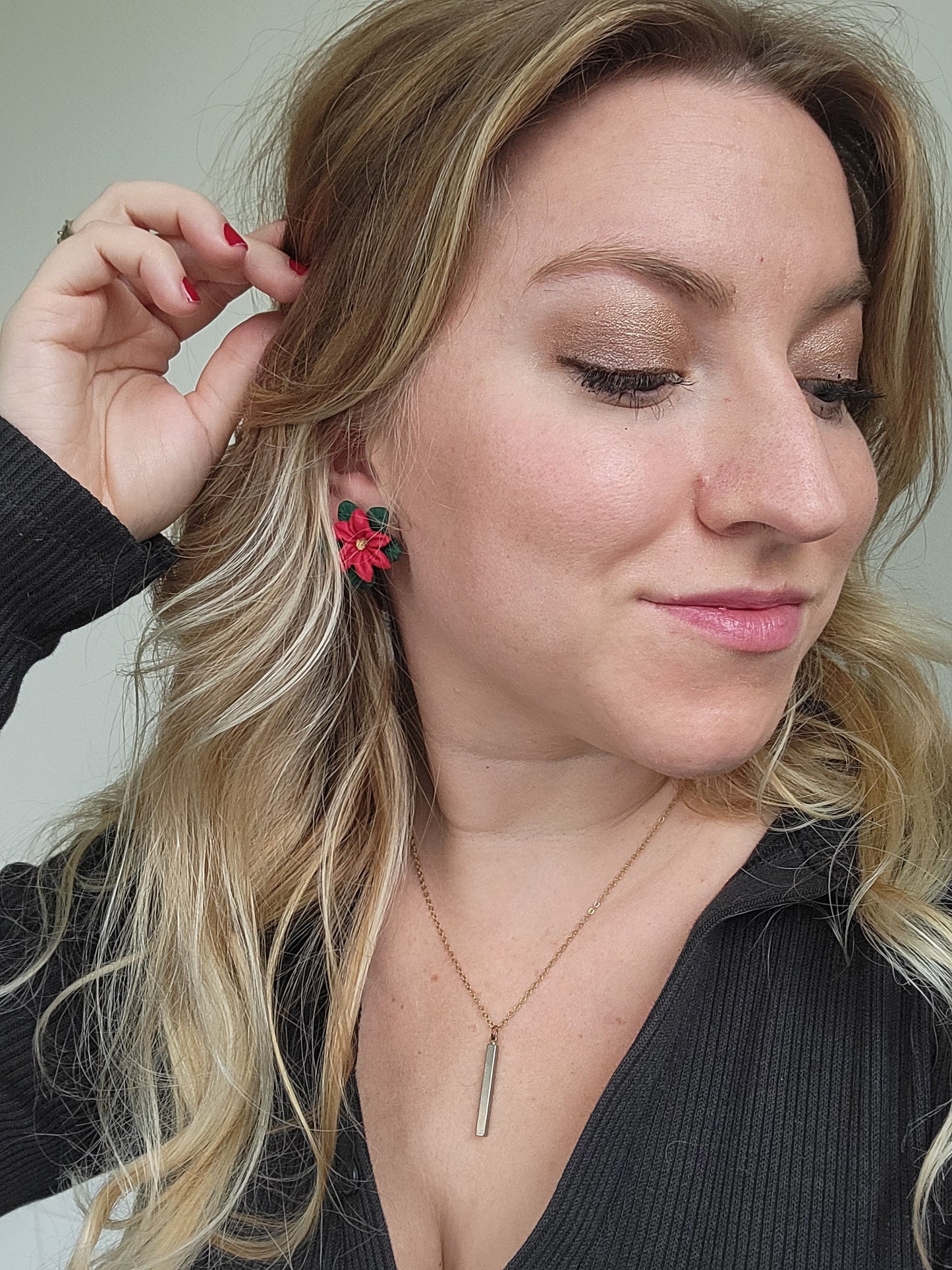 Poinsettia Statement Studs