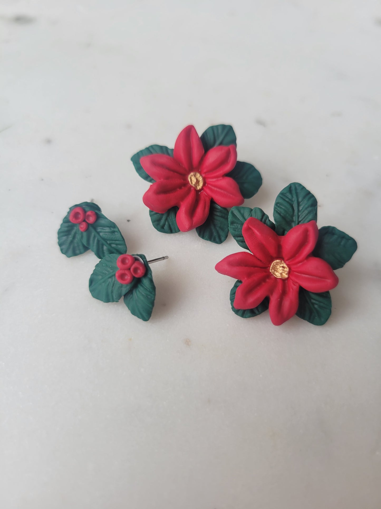 Poinsettia Statement Studs