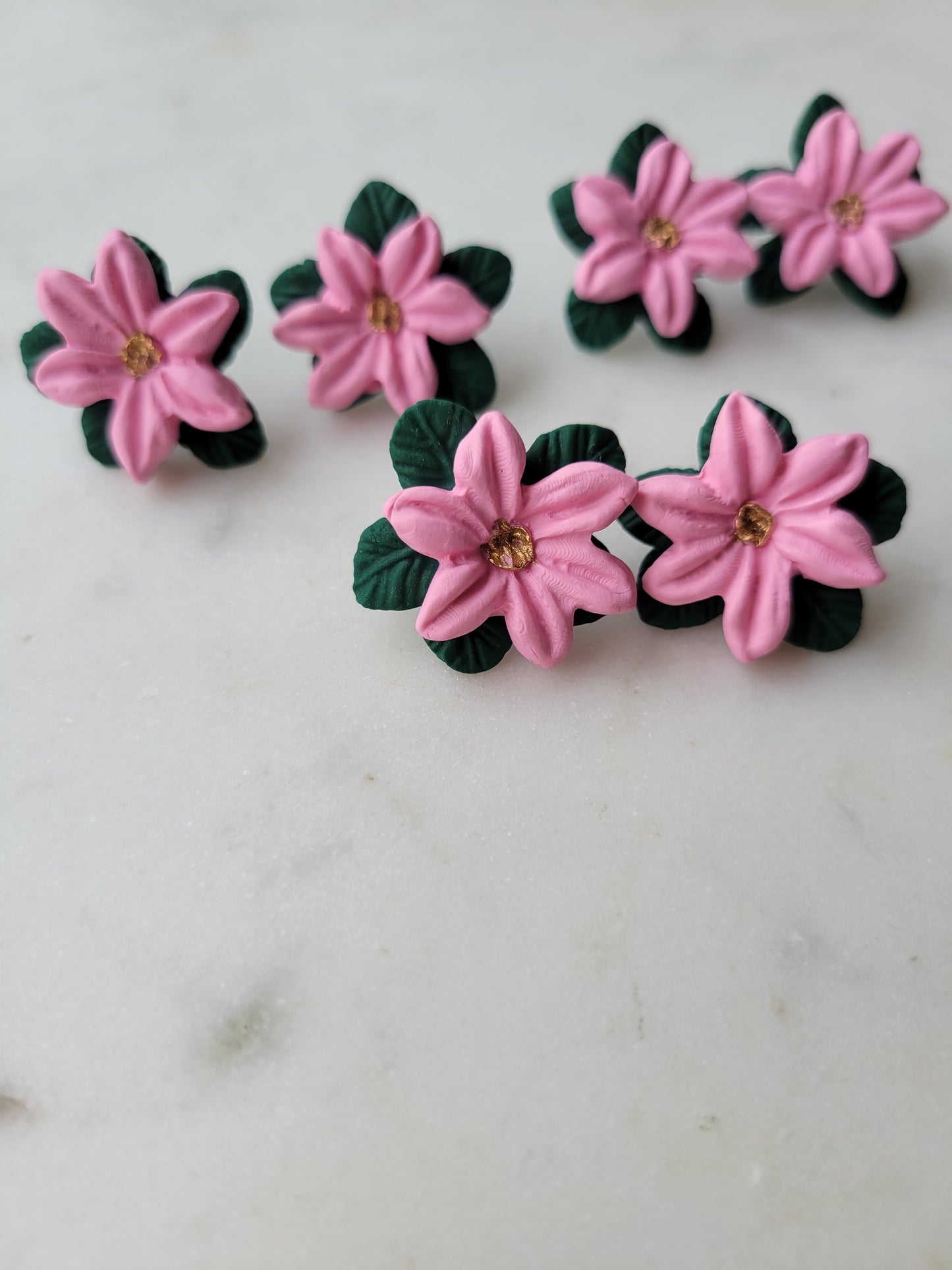 Pink Poinsettia Statement Studs