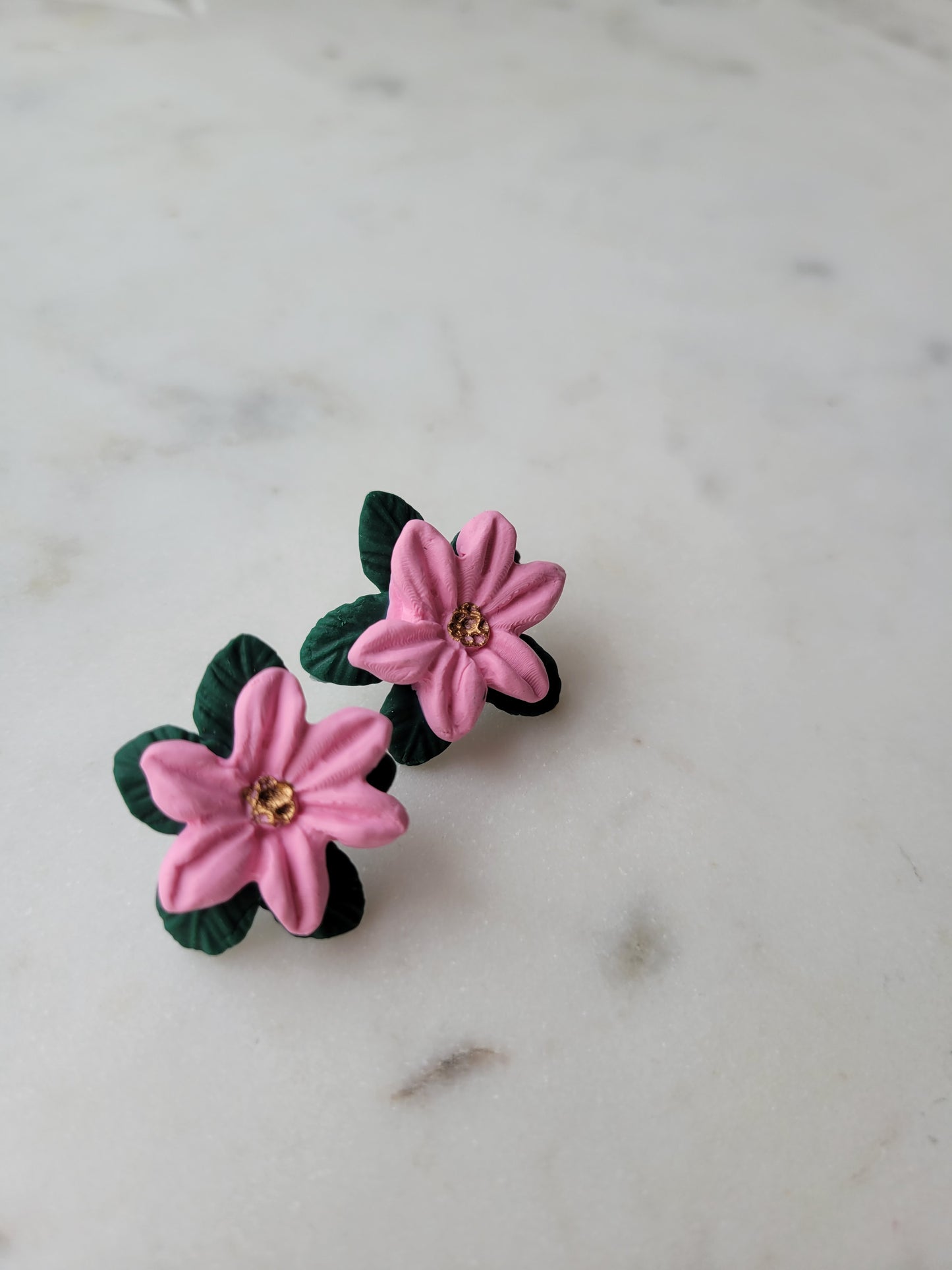 Pink Poinsettia Statement Studs