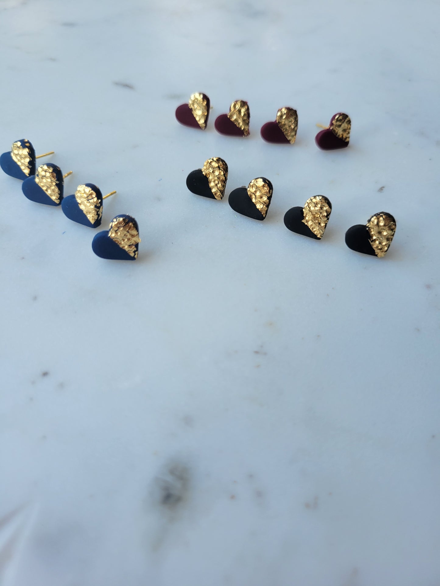 Black & Gold Heart Studs