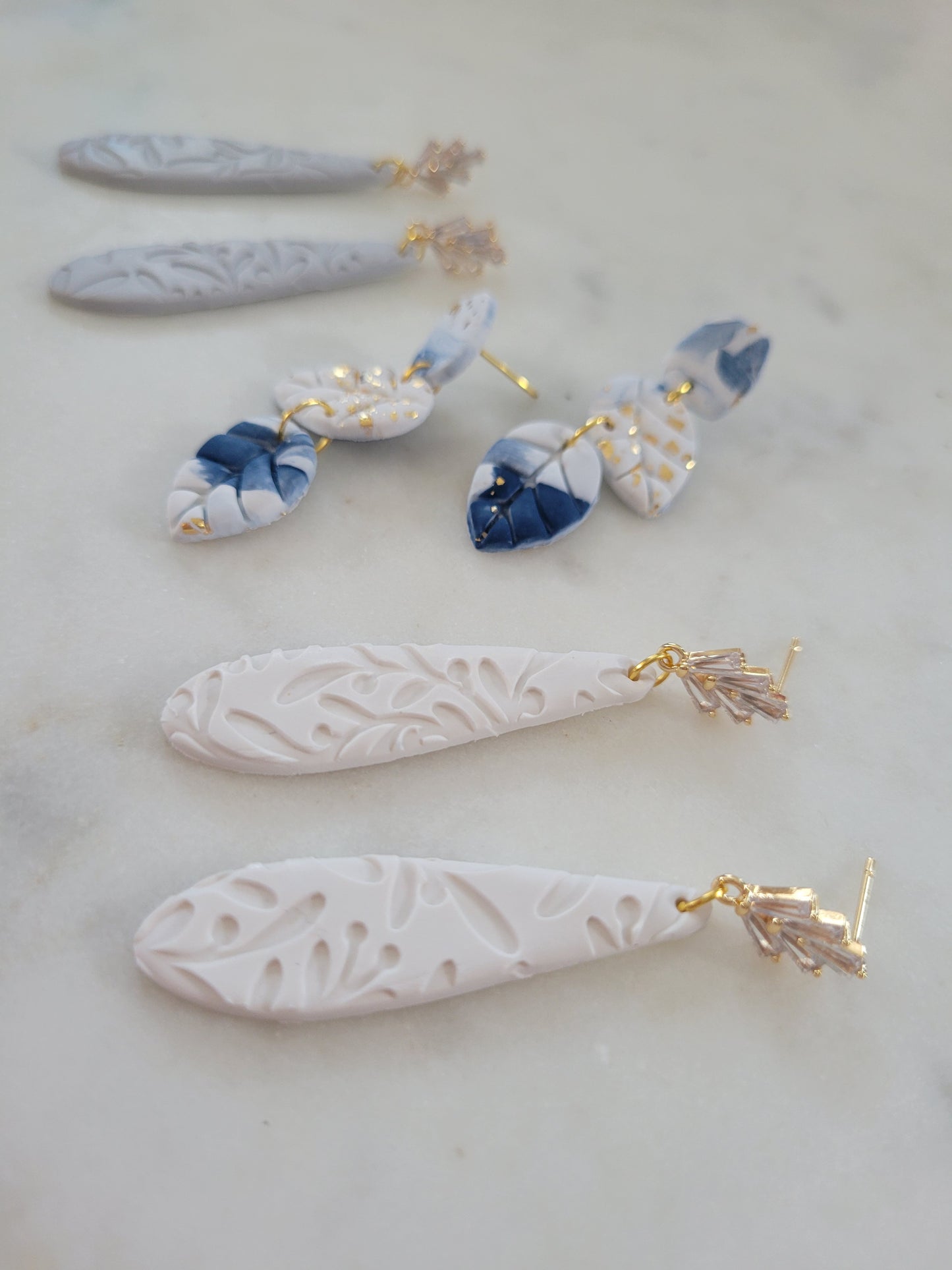 Freya in Lace Clay Earrings : Multiple Colors Available