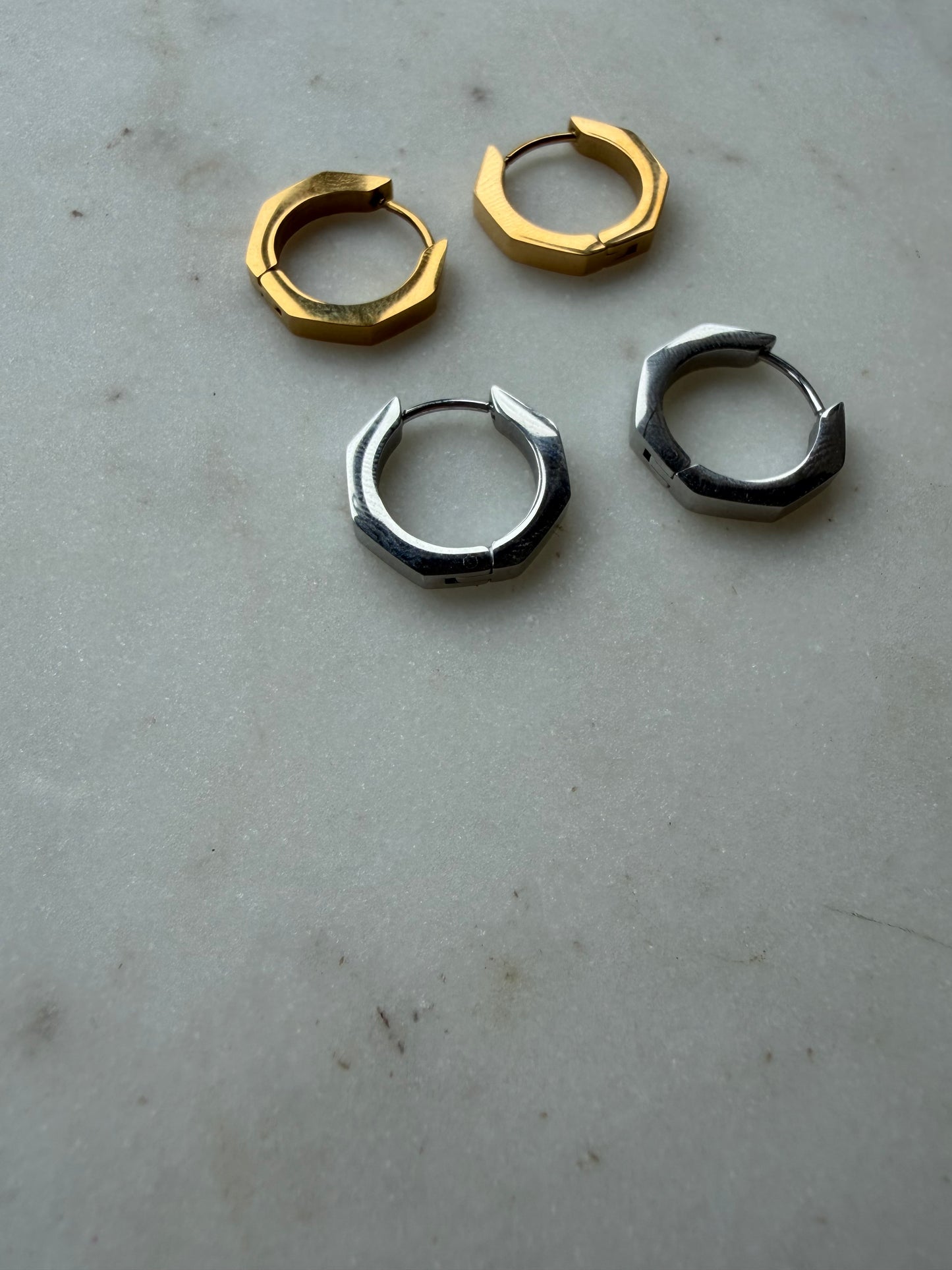 Delta : Hexagon (Style 4) Tarnish Resistant Hoops for Interchangeable Charms
