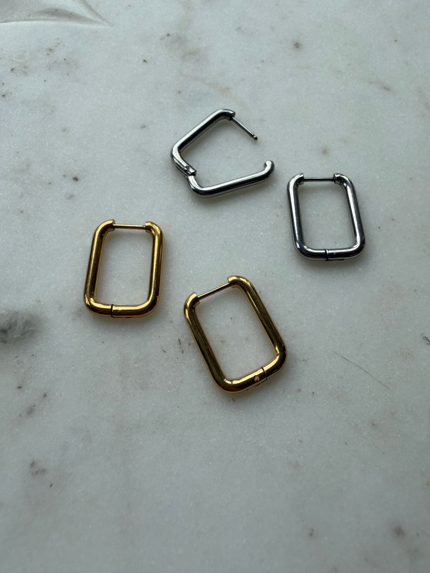 Delta : Rounded Rectangular (Style 2) Tarnish Resistant Hoops for Interchangeable Charms