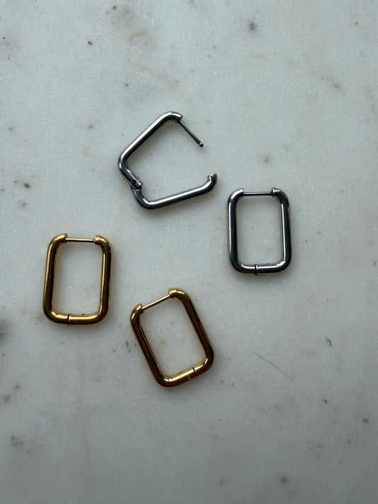 Delta : Rounded Rectangle (Style 2) Tarnish Resistant Hoops for Interchangeable Charms