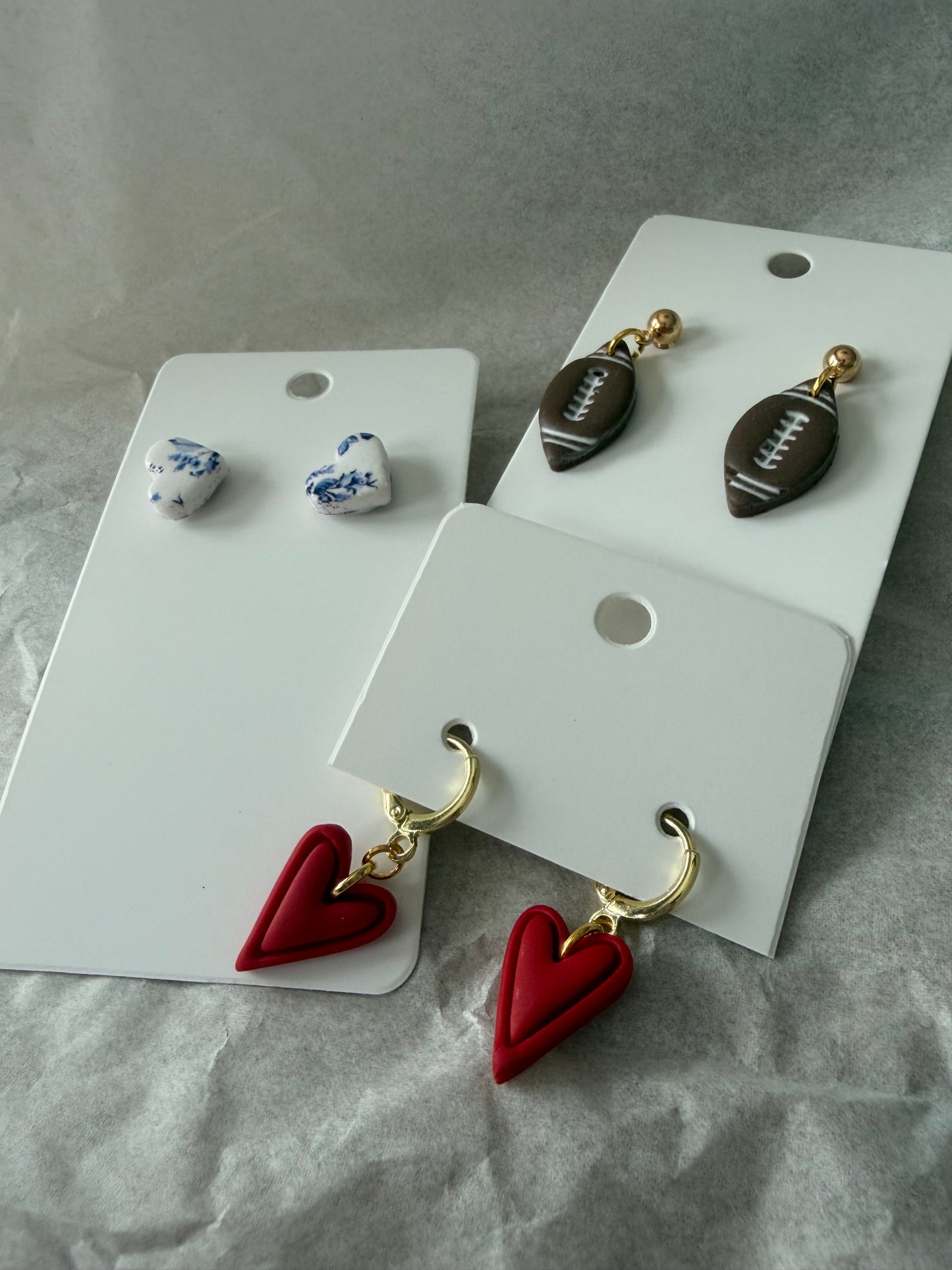 Heart Studs : Blue & White