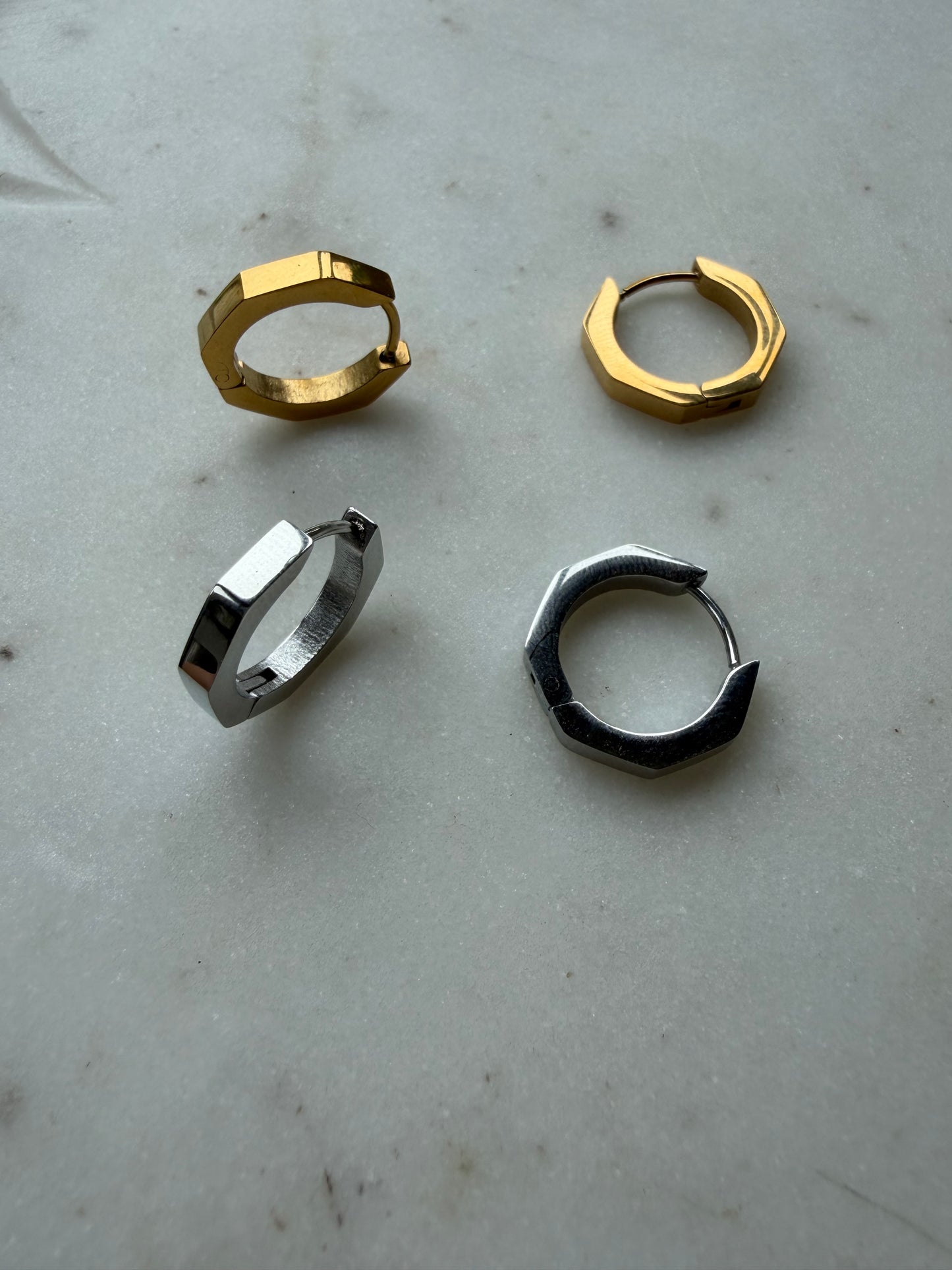 Delta : Hexagon (Style 4) Tarnish Resistant Hoops for Interchangeable Charms