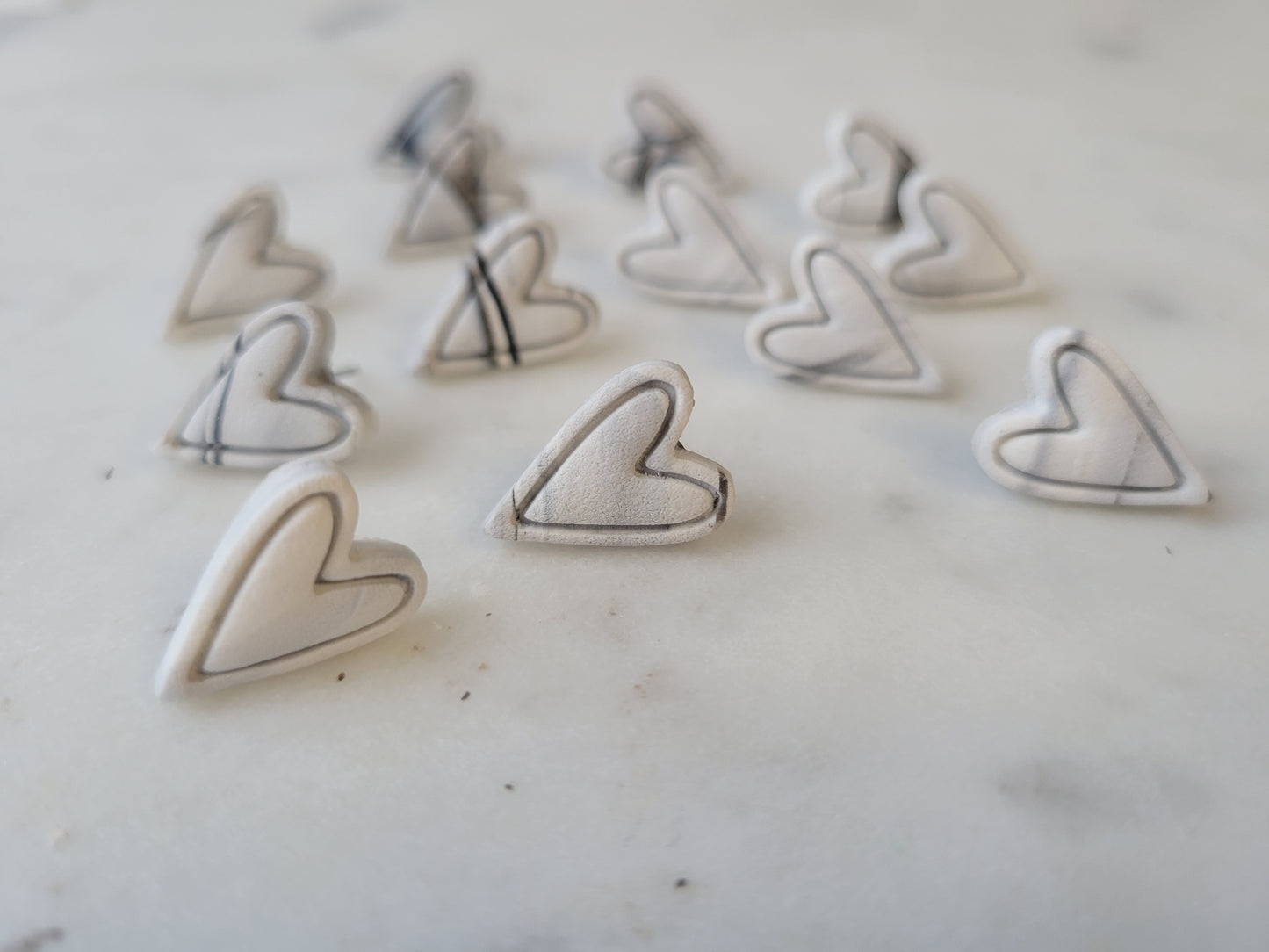 Marbled Heart Studs