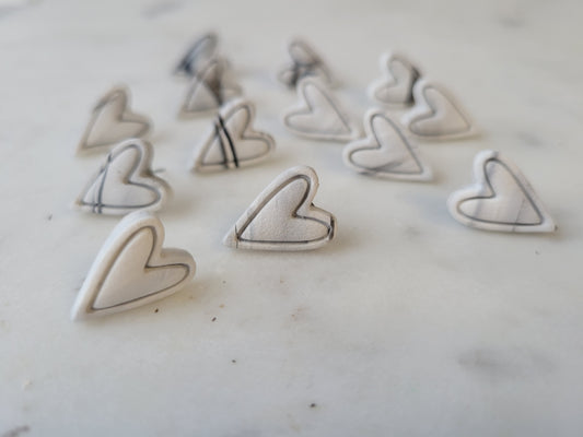 Marbled Heart Studs