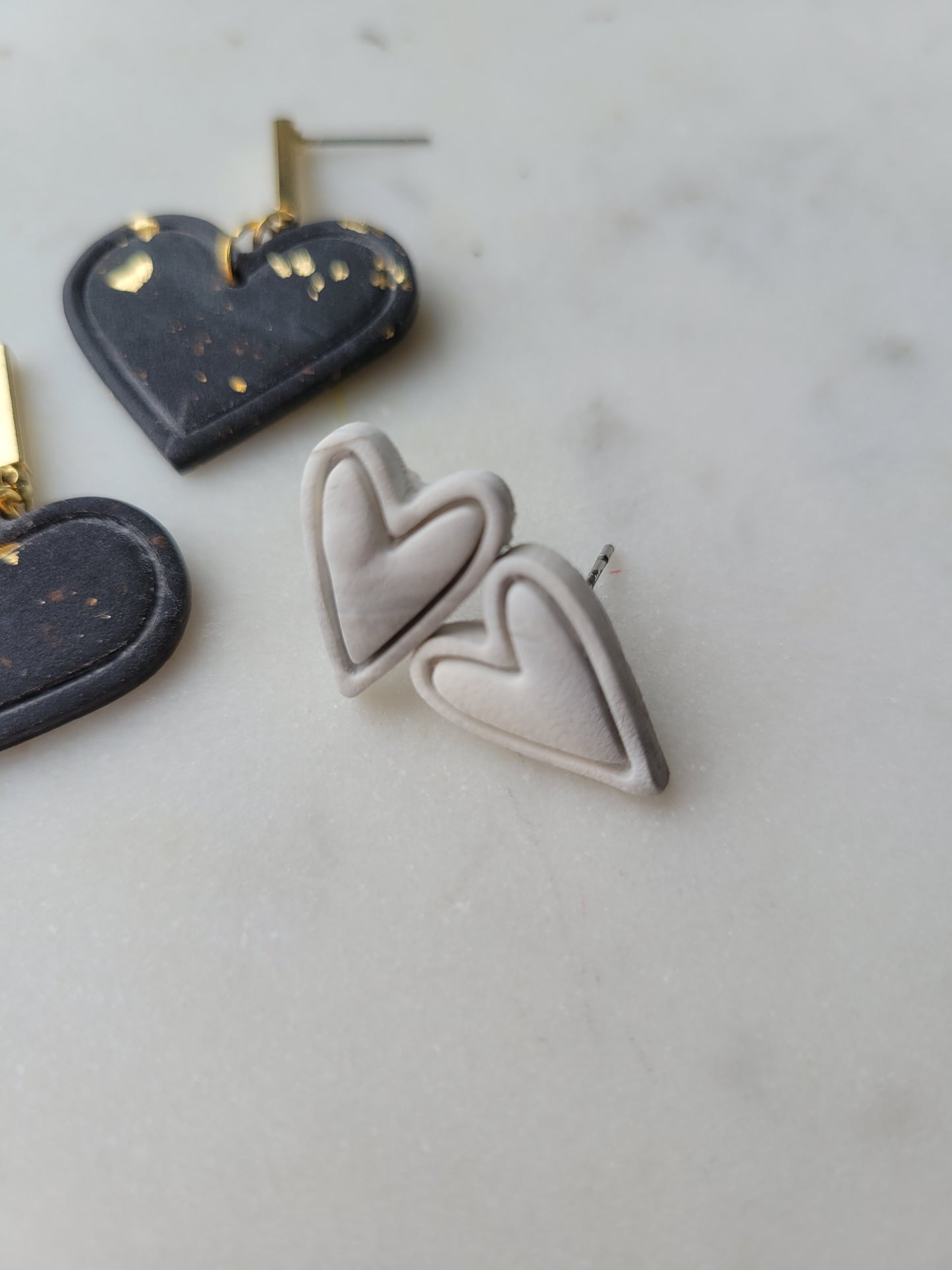 Marbled Heart Studs