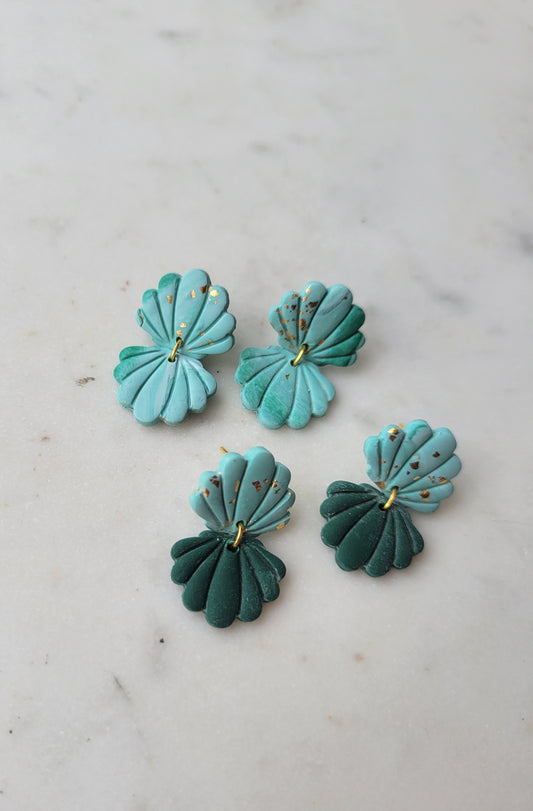 Seashell Dangles: Teal & Green