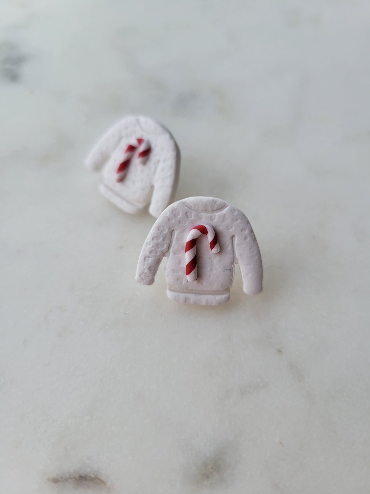 Candy Cane Sweater Statement Studs