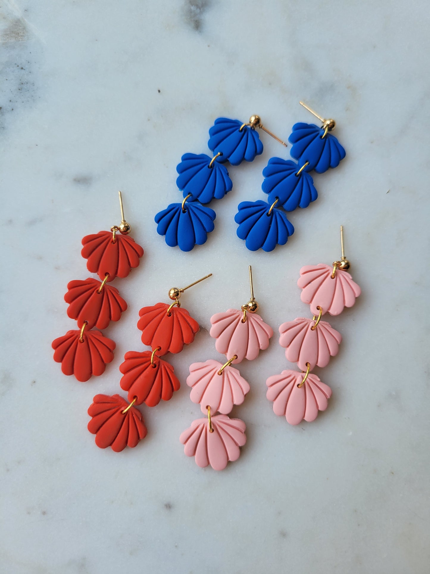 Seashell Long Dangles: Peachy Pink