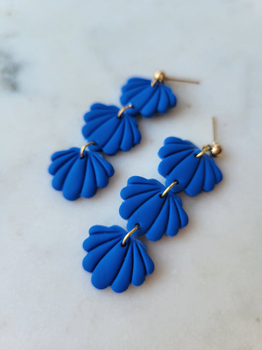 Seashell Long Dangles: Cobalt