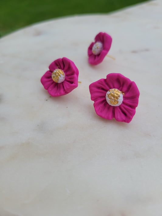 Floral Statement Studs: Pink