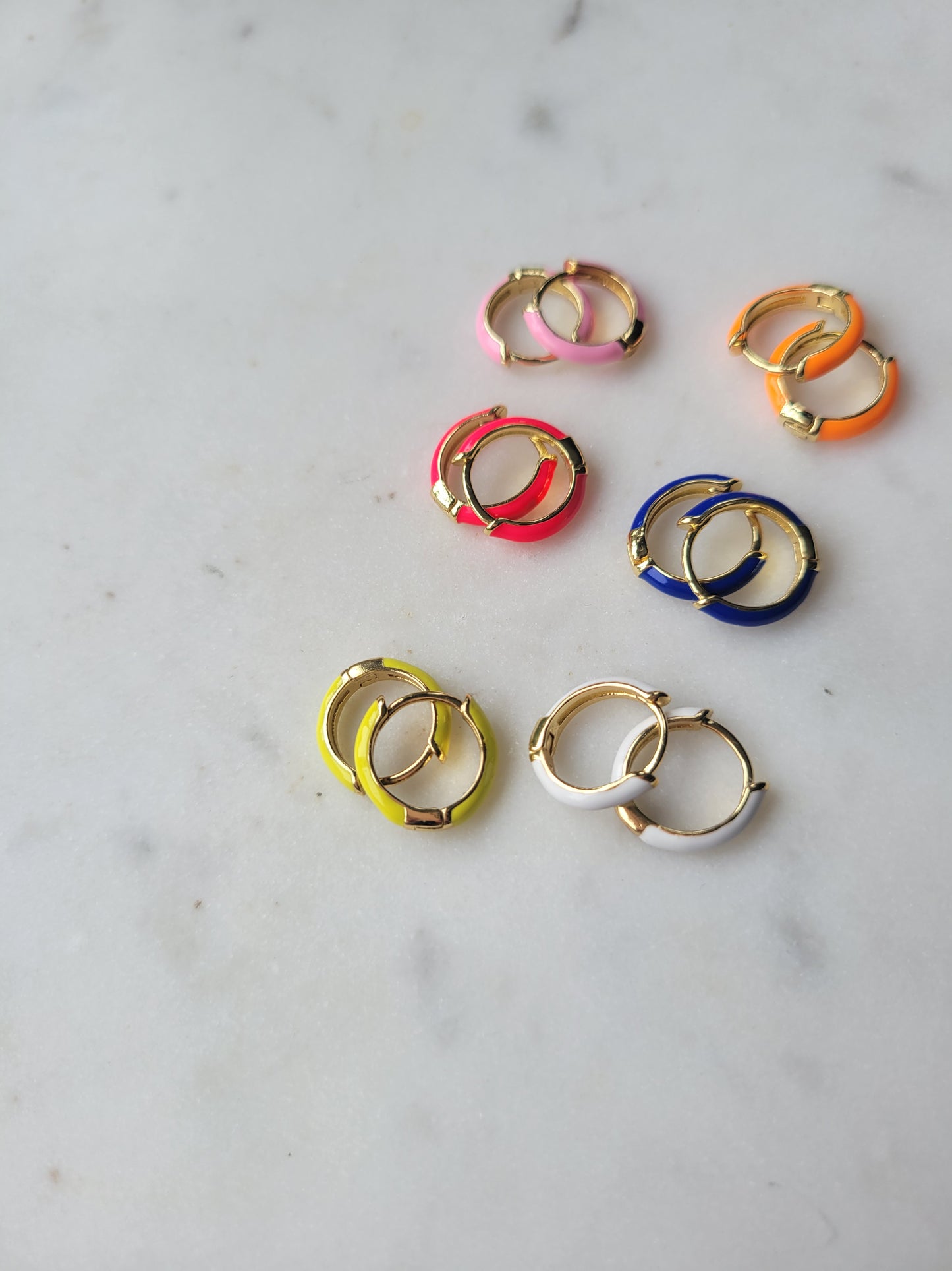 Colorful Gold Hoop Huggies