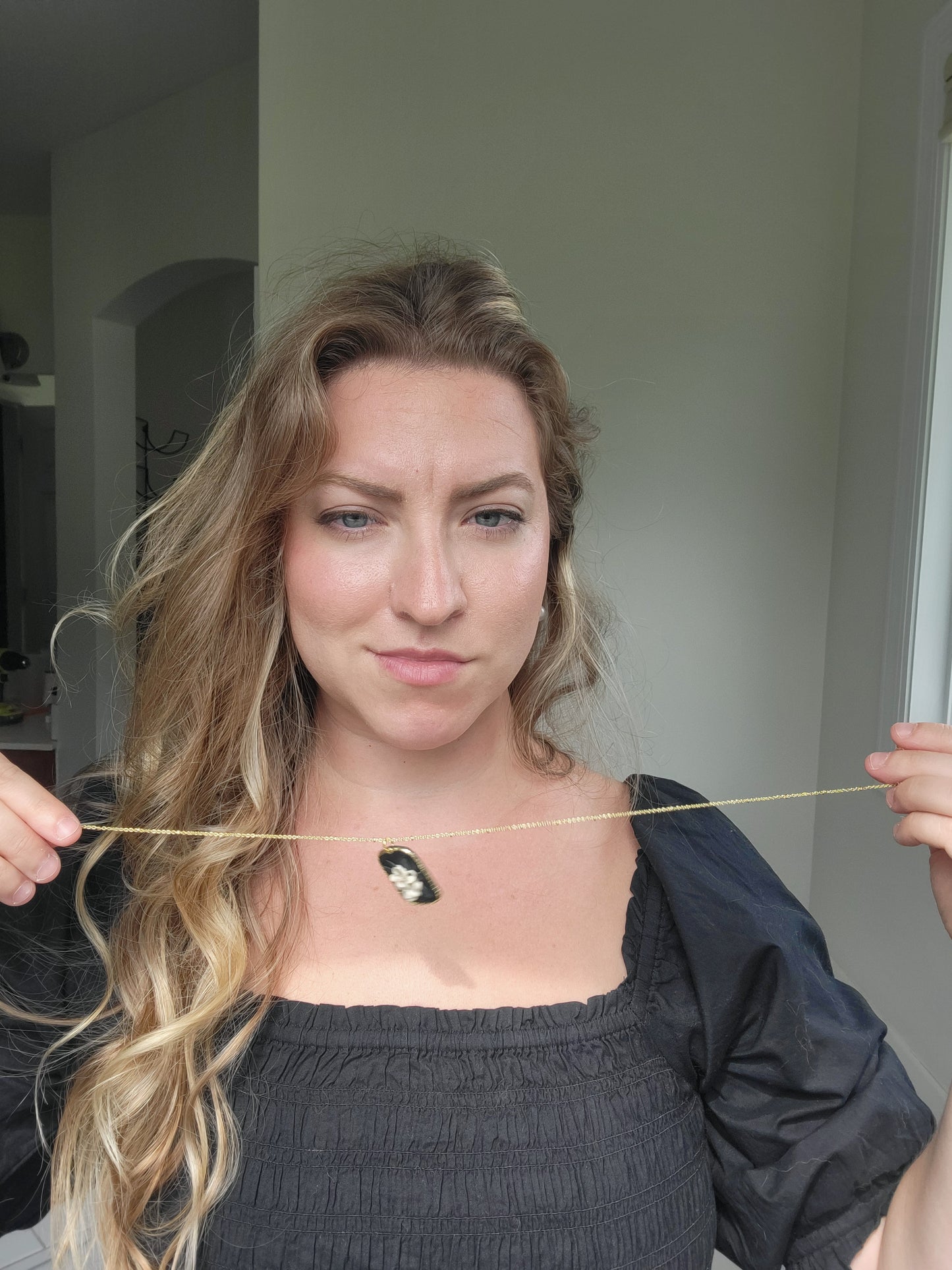 Audrey : Black and Cream Handcrafted Floral Necklaces