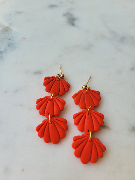 Seashell Long Dangles: Orange