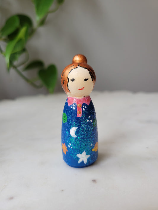 Sparkly Science Teacher Peg Doll