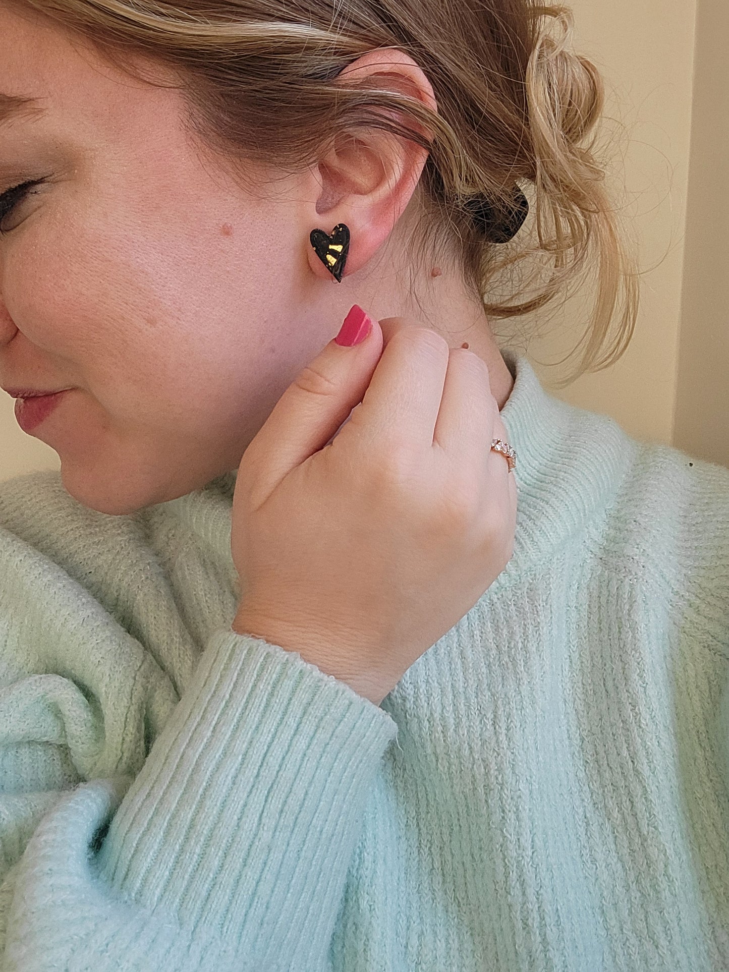 Marbled Heart Studs