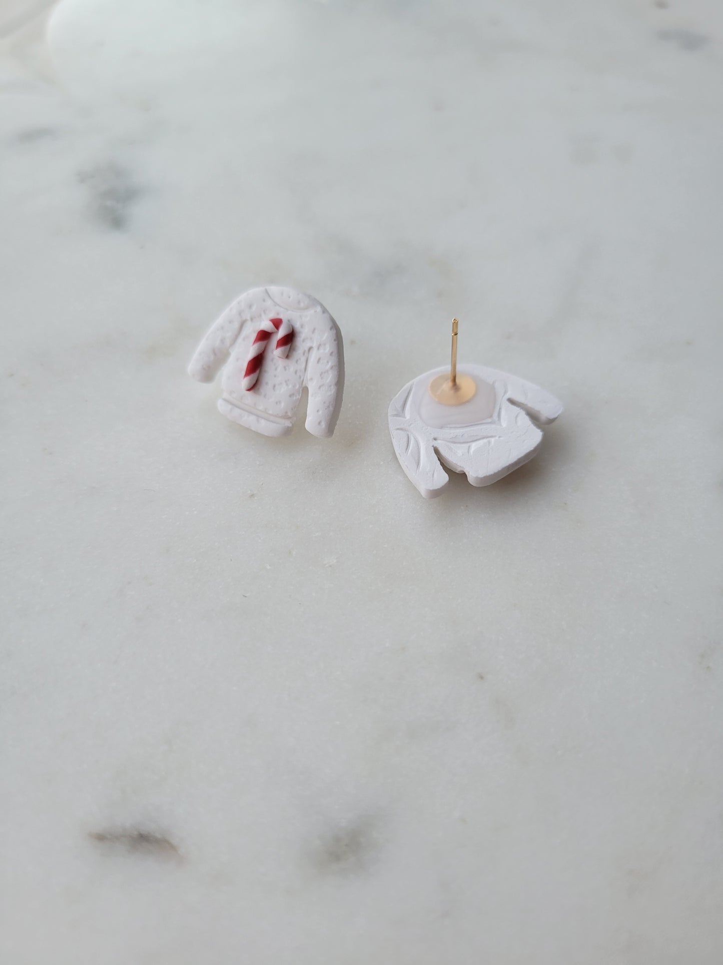 Candy Cane Sweater Statement Studs