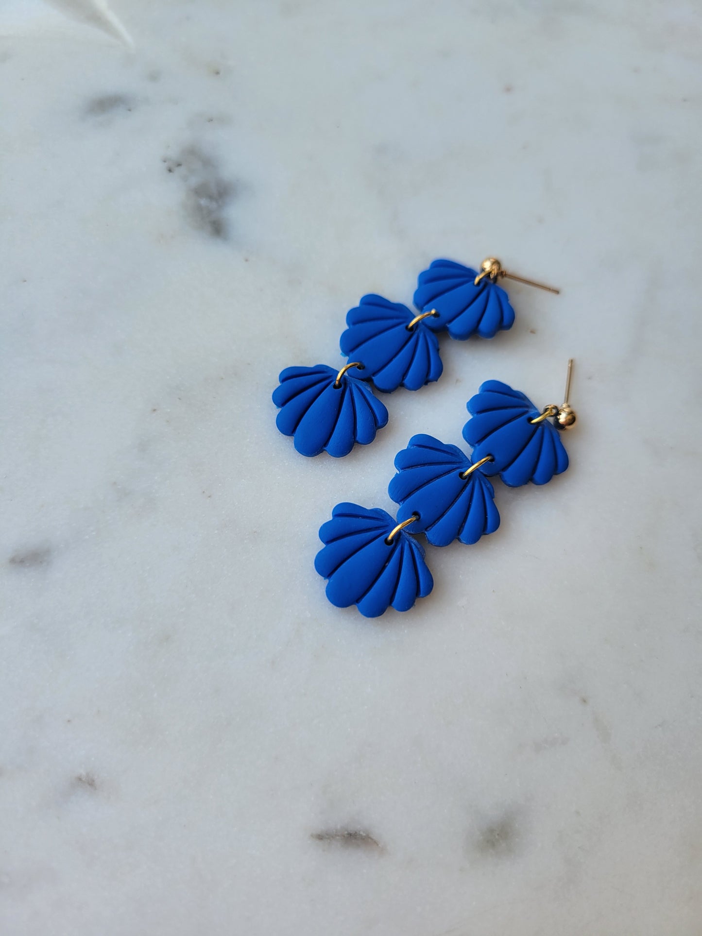 Seashell Long Dangles: Cobalt