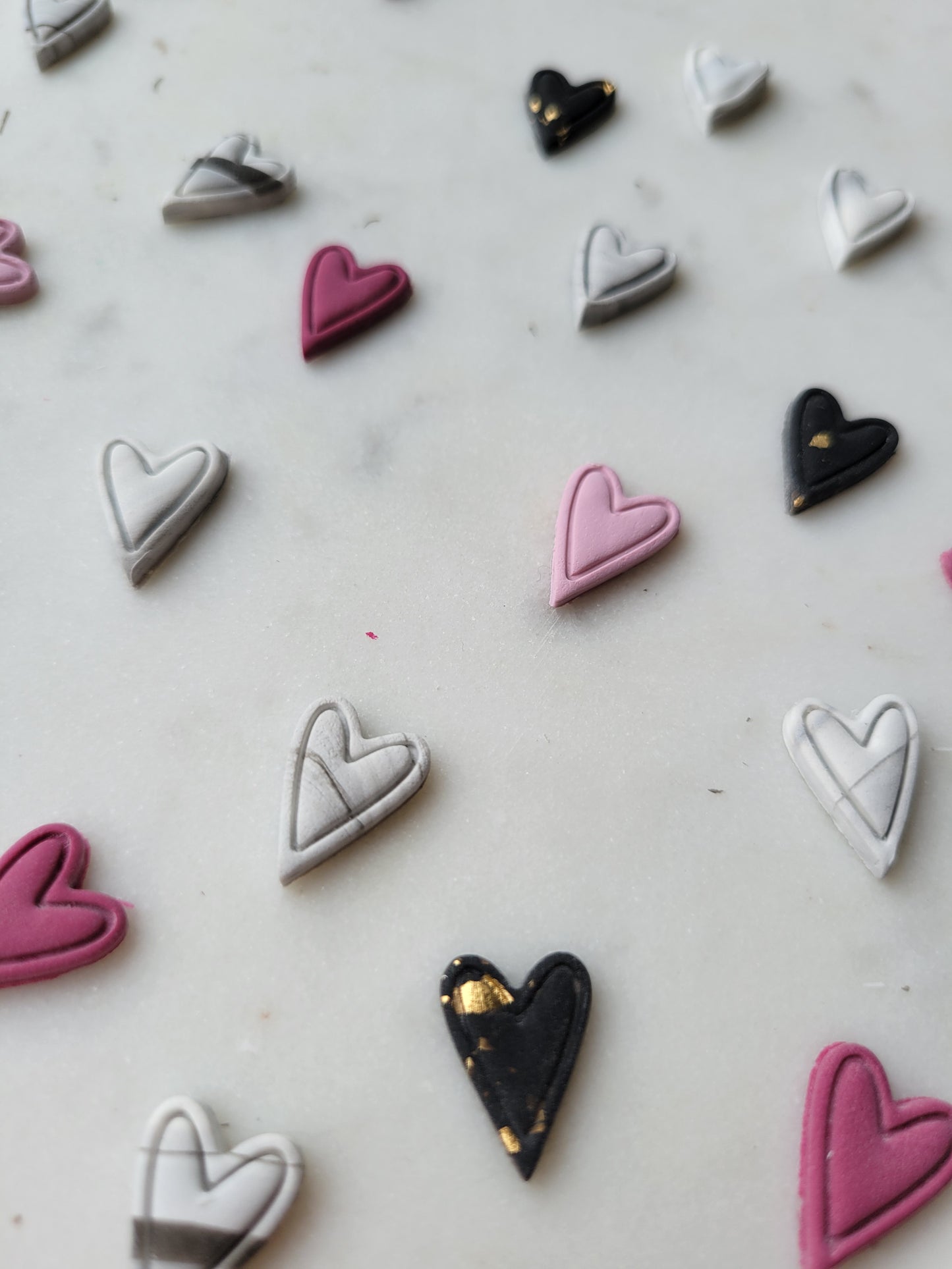 Marbled Heart Studs