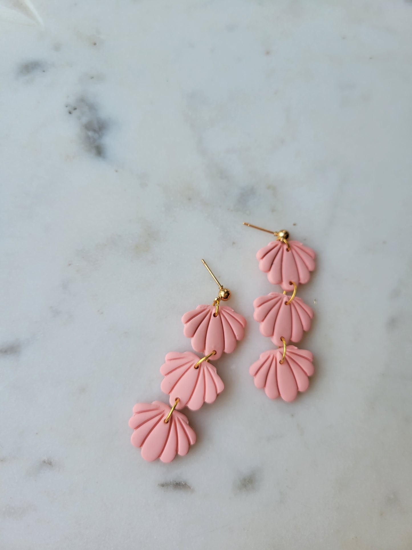 Seashell Long Dangles: Peachy Pink