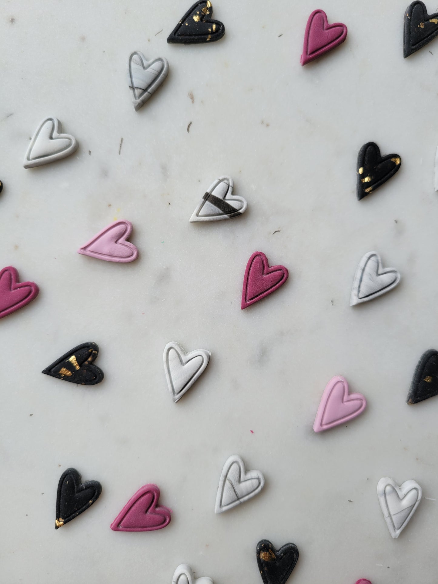 Marbled Heart Studs