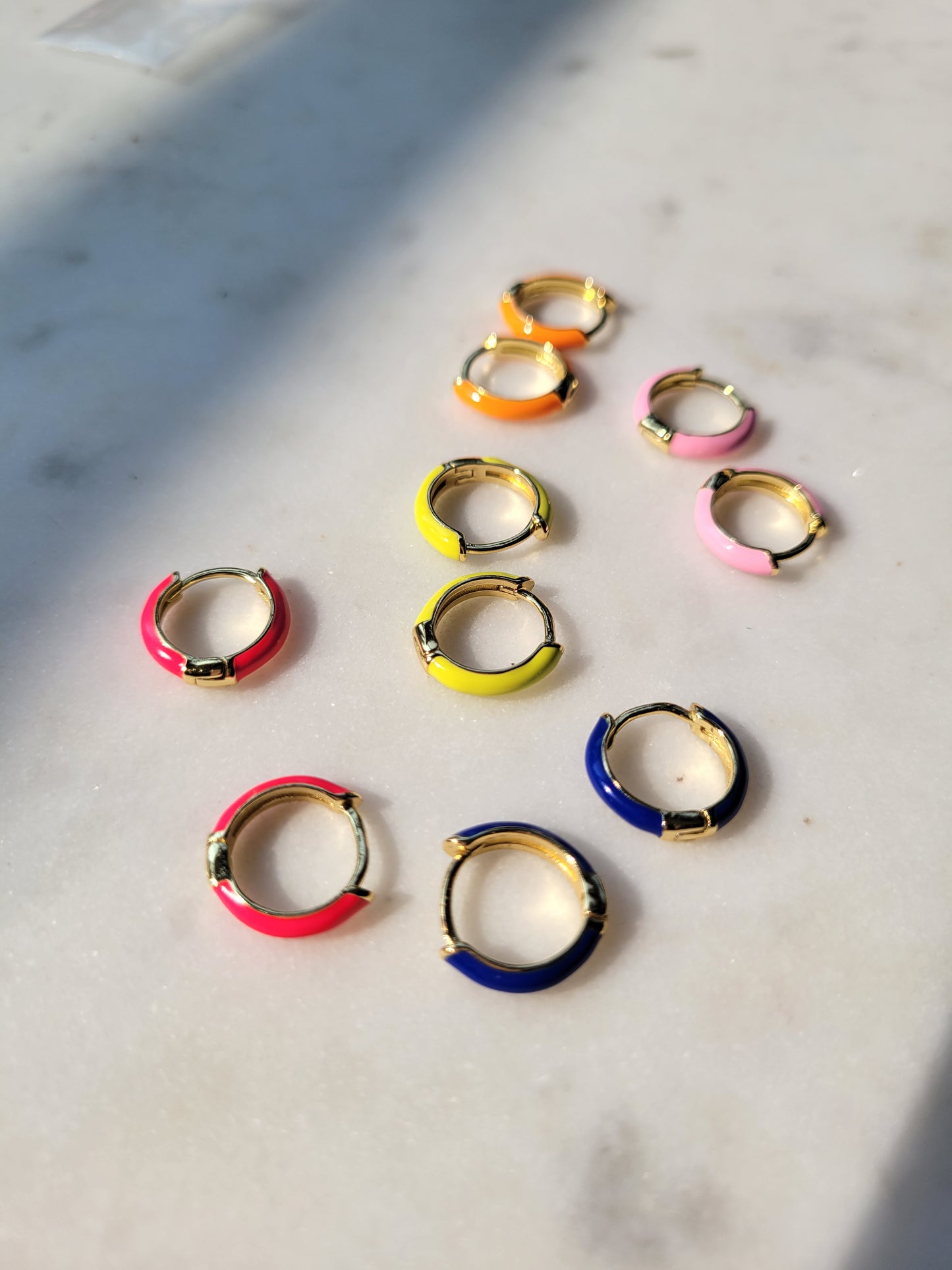 Colorful Gold Hoop Huggies