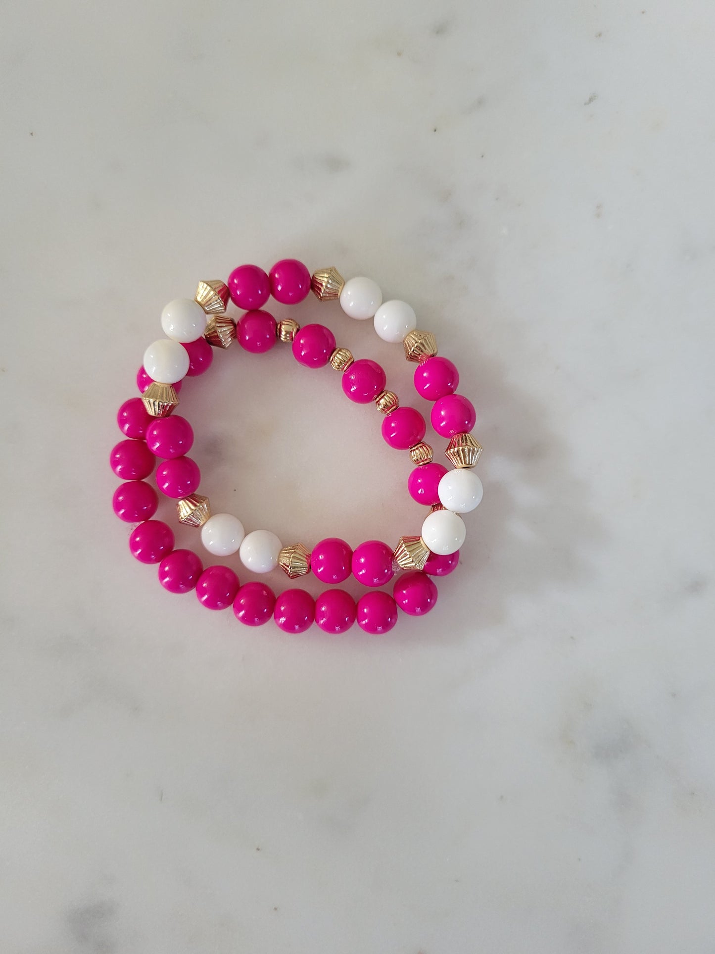 Pink Stack Beaded Bracelets [Stretchy]