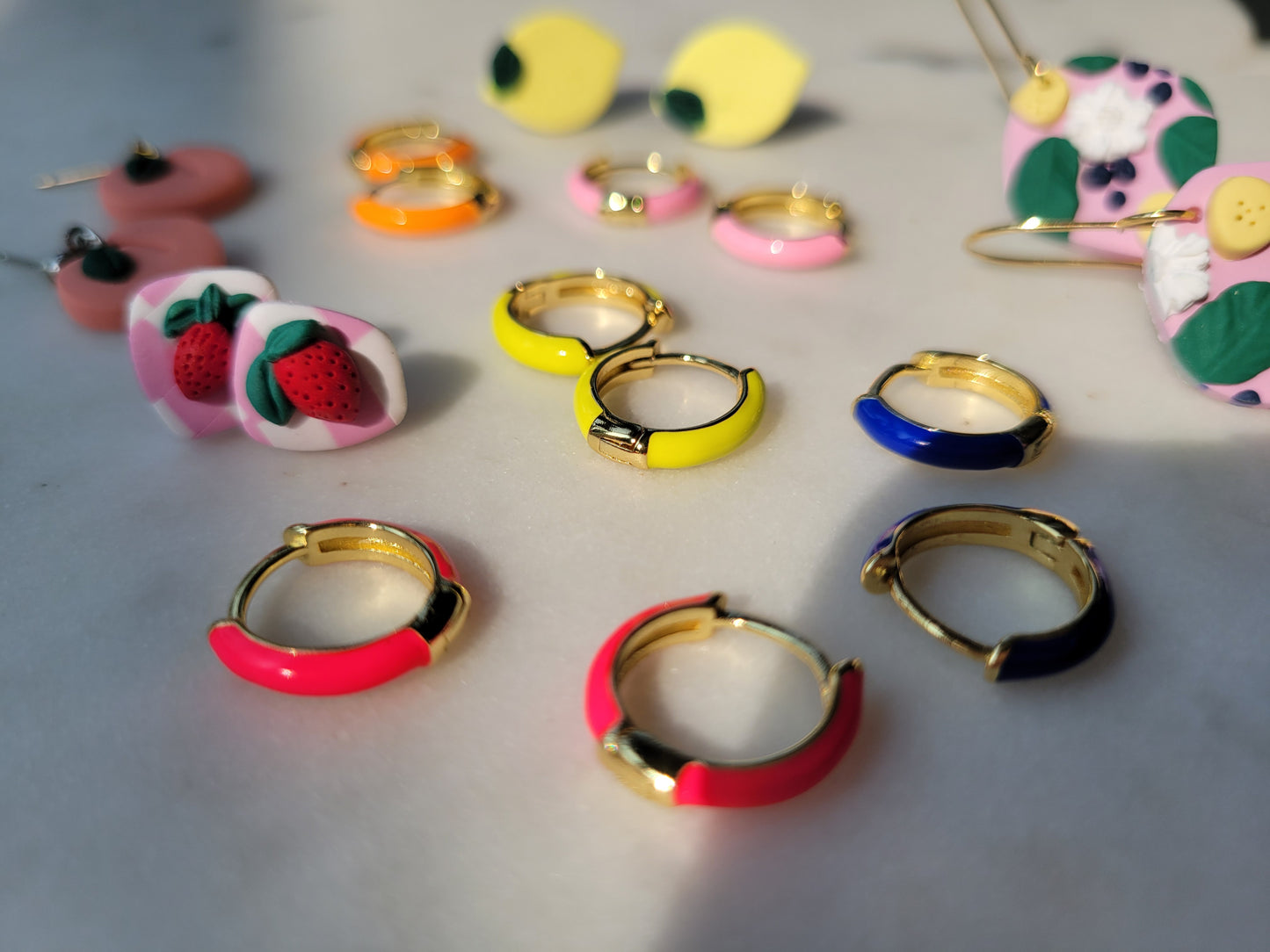 Colorful Gold Hoop Huggies