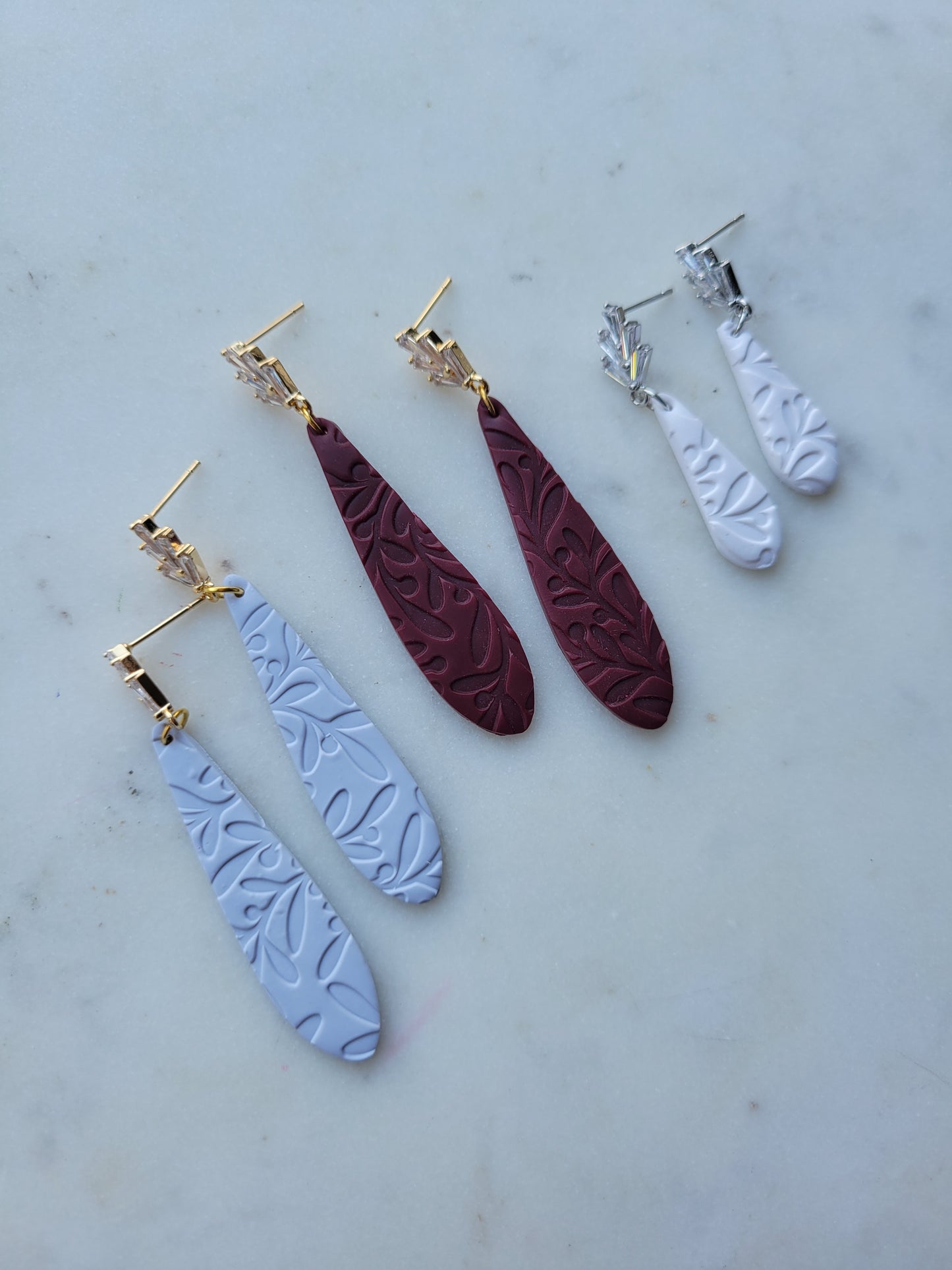 Freya in Lace Clay Earrings : Multiple Colors Available