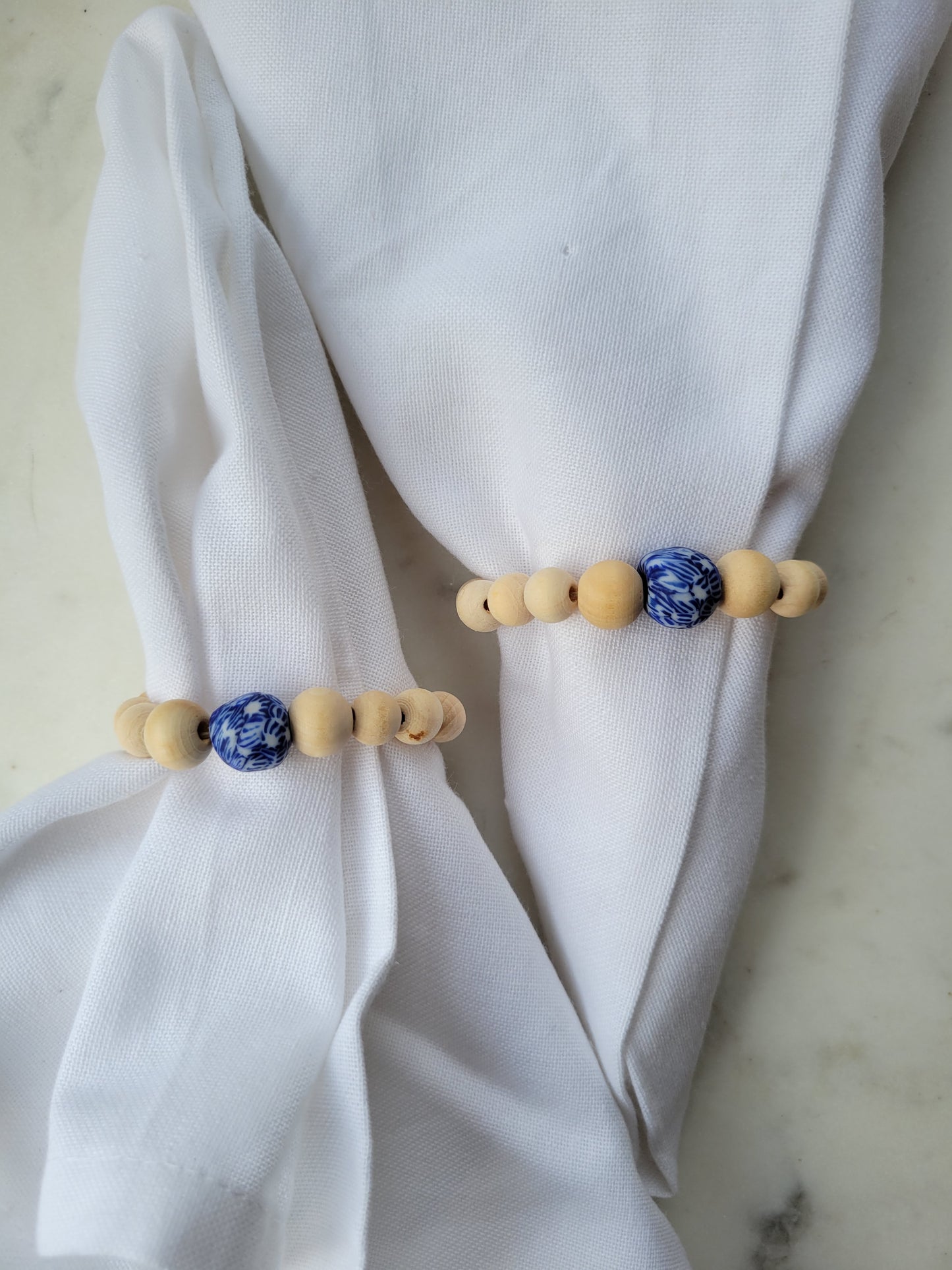 Napkin Rings: Blue and White Detail