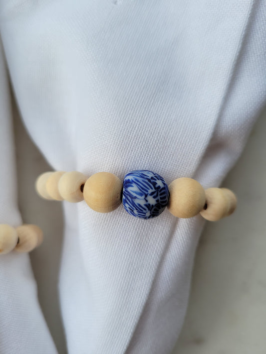 Napkin Rings: Blue and White Detail
