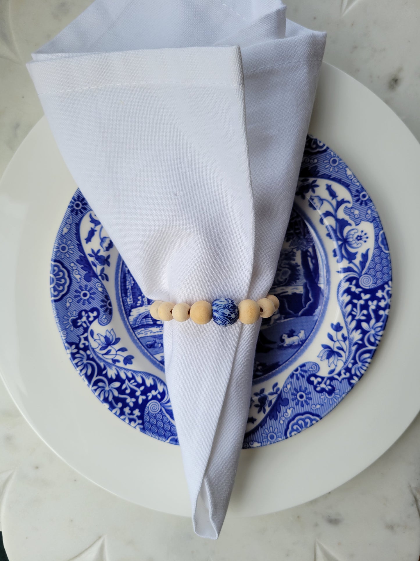Napkin Rings: Blue and White Detail