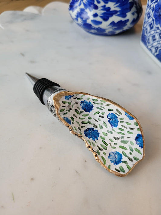 Bottle Stopper: Hand Painted Oyster Shell